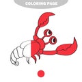 Simple coloring page. Vector illustration of Cartoon shrimp cancer