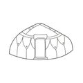 Simple coloring page. Yurt of nomads. Coloring book page for children.