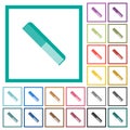 Simple comb flat color icons with quadrant frames