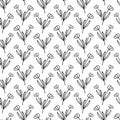 Simple combinable seamless patterns. tulip flower botanical floral hand drawn lineart elements dots spots, monochrome black and