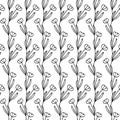 Simple combinable seamless patterns. tulip flower botanical floral hand drawn lineart elements dots spots, monochrome black and