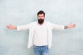 Simple and comfy. Summer fashion. Bearded man casual outfit. Fashion model. Mature handsome hipster with beard wear Royalty Free Stock Photo