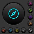 Simple compass dark push buttons with color icons Royalty Free Stock Photo