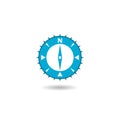 Simple compass icon with shadow Royalty Free Stock Photo