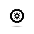 Simple compass icon with shadow Royalty Free Stock Photo