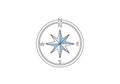 A simple compass rose design within a double circular border. Royalty Free Stock Photo