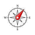 A simple compass rose design on a white background, featuring a circular compass Royalty Free Stock Photo