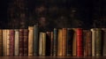 Simple composition of old books on blue background. Copy Space, education background. Royalty Free Stock Photo