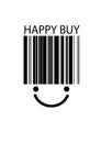 Simple concept of posive buying, bar code with smile face on the white background, Royalty Free Stock Photo
