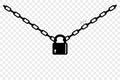 Simple Conceptual Illustration, Silhouette Chain, not too Secured but still Locked, element for your design, at transparent effect