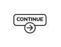 Simple continue button design with bold text and forward arrow icon ui element