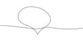 A simple continuous line drawing of a speech bubble with a flowing curve, on a white background. A single line drawing of a speech