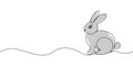 A simple continuous one-line drawing of a rabbit on a white background. Easter bunny in one line icon in color. Vector illustratio