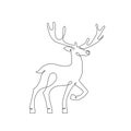 Simple contour art of minimal deer isolated on white background for gift, birthday, christmas winter template design