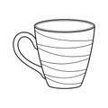 Simple Contour Isolated Object or Icon Striped Cup for Coloring Book Royalty Free Stock Photo
