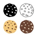 A set of biscuit icons with chocolate. Vector illustration.