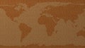 World map cork pinboard 3d illustration.