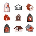 Simple cottages collection, real estate and construction theme.