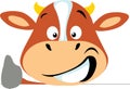 Simple Cow Icon Flat Design Emoticon Vector Thumb Up