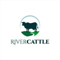 Simple cow logo animal vector silhouette river cattle