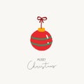 Simple cozy hand drawn Christmas ball decoration with Merry Christmas text