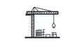 Construction Buildings and Crane Icon, Minimalist Industrial Symbol Royalty Free Stock Photo