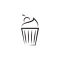 Simple creamy cherry cupcake logo design. Food icon. Vector eps 10