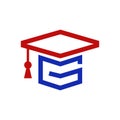 Simple creative educational logo G shape graduation cap