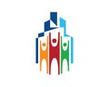 Simple and Creative People with Happy Gesture and Buildings Symbol Royalty Free Stock Photo