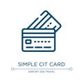 Simple credit card icon. Linear vector illustration from in the frontier collection. Outline simple credit card icon vector. Thin