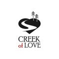 Simple Creek Logo Template with River and Pine Tree Royalty Free Stock Photo