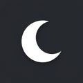 A simple crescent moon icon is depicted, featuring a smooth, white crescent shape Royalty Free Stock Photo