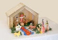 Simple crib displaying the nativity scene including the three kings Royalty Free Stock Photo
