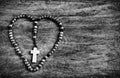 Simple Cross Inside Heart Shape - B&W Royalty Free Stock Photo