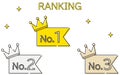Simple crown and label ranking icon set, 1st to 3rd place Royalty Free Stock Photo