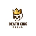 Simple Crowned king skull logo vector, death king with royal gold crown mascot