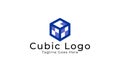 Simple cubic logo design template