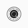 Simple cup of coffee vector illustration logo design. Minimalist circle coffee shop logo concept Royalty Free Stock Photo