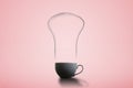 simple cup with a light bulb shape steam, a fresh hot energy coffee drink concept Royalty Free Stock Photo