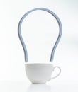 simple cup with a light bulb shape steam, a fresh hot energy coffee drink concept Royalty Free Stock Photo