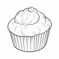 Simple Cupcake Coloring Page For Kids