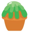 Simple cupcake with green cream, icon