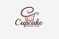 a simple cupcake logo with a combination of a cupcake and letter c for any business