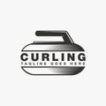 Simple curling logo sport vector with curling stone concept Royalty Free Stock Photo