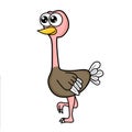 Simple but cute cartoon ostrich character illustration design