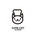 Cute chef cat, pet chef vector black logo icon design Royalty Free Stock Photo