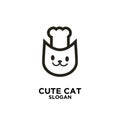 Cute chef cat, pet chef vector logo icon design Royalty Free Stock Photo