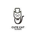 Cute chef cat, pet chef vector logo icon design Royalty Free Stock Photo