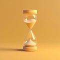 A simple and cute 3D hourglass 3D on yellow background generative AI Royalty Free Stock Photo