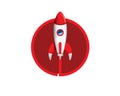 Simple cute detail vector illustration of rocket space shuttle on launch